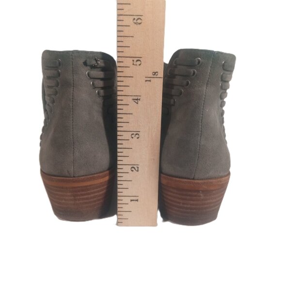 Vince Camuto Pevista Booties Women size 8 Gray Leather Suede Lace Block Heel - Picture 9 of 14